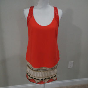Sanctuary Sleeveless Red Orange Embellished top